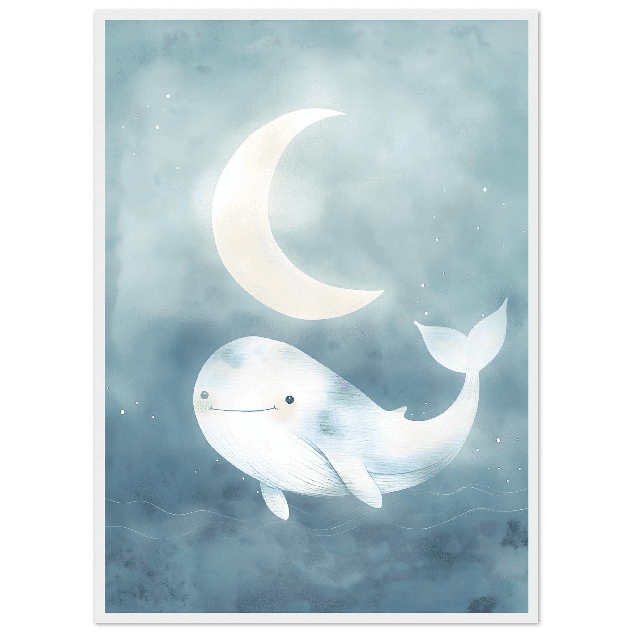 Val och måne poster-50x70 cm / 20x28″ / Med ram / Vit