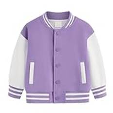 OBiQuzz Flickdräkt, rock, vår och höst, vinter, nya barn, plus fleece, baseballkläder, babykofta, liten, medium, tjock, barntopp, herrkläder, modern, lila, 5-6 år