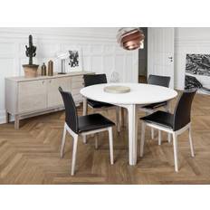 Skovby SM 112 spisebord inkl. 2 tillægsplader (hvid laminat / hvidolieret eg stel)