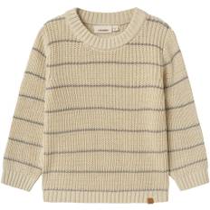 Lil' Atelier Nmmemlen LS Knit Stripes LIL Stl. 116 unisex - Stickat Från Magasin - Turtledove (116)