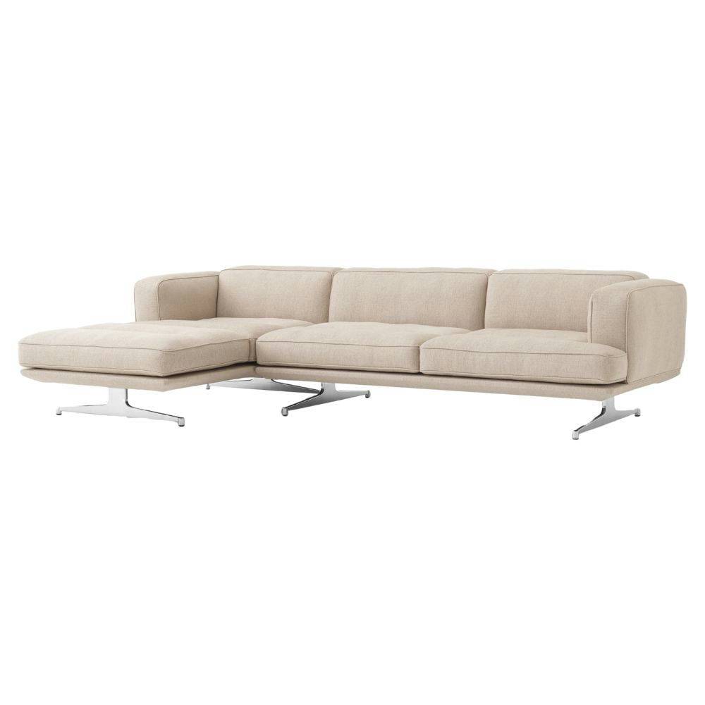 &Tradition Inland Left Chaise Longue Sofa AV42 Polished Aluminium & Ecriture 0240