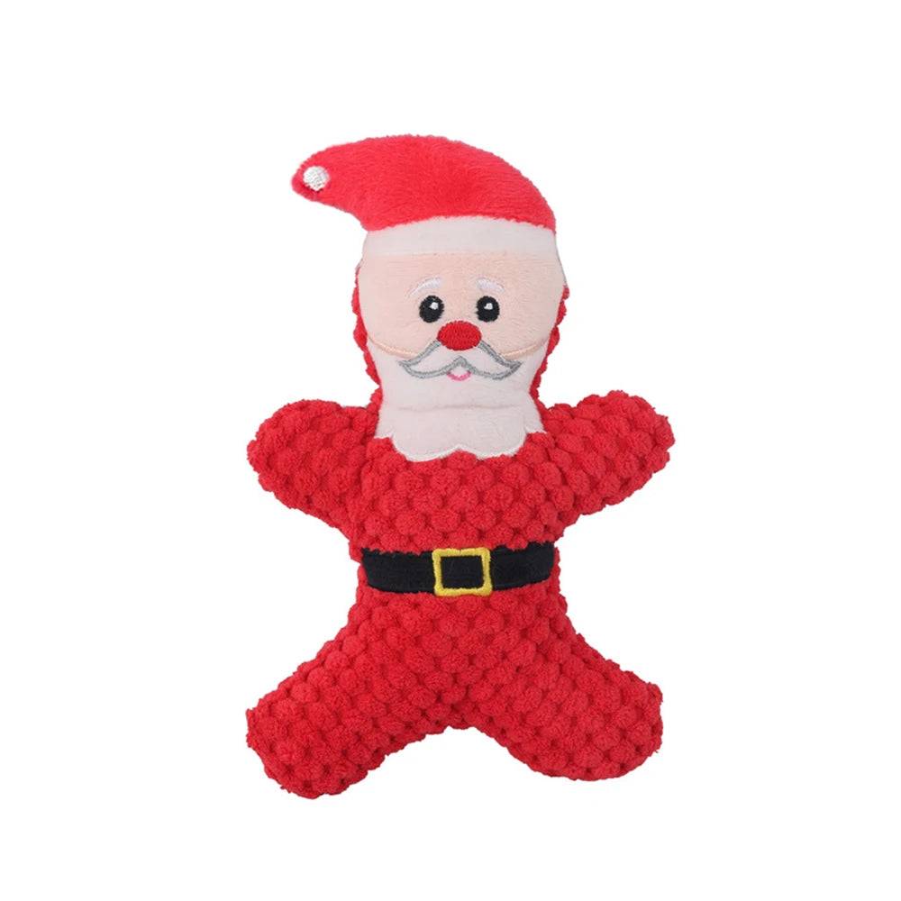 Christmas Plush Squeaky Toy for Dogs & Cats – Santa, Deer & Gingerbread - A