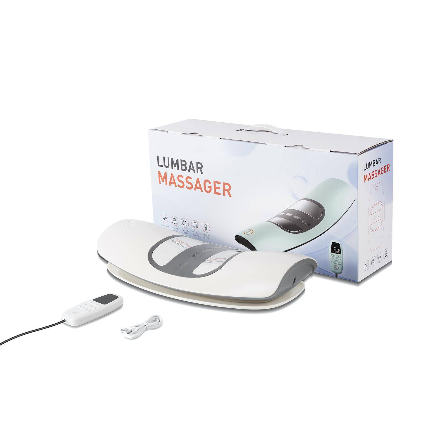 Elektrisk ländryggstraktionsanordning Justerbar Uppblåsbar Vibrationsmidja Ryggmassageapparat med Värme Ryggsträckare beige