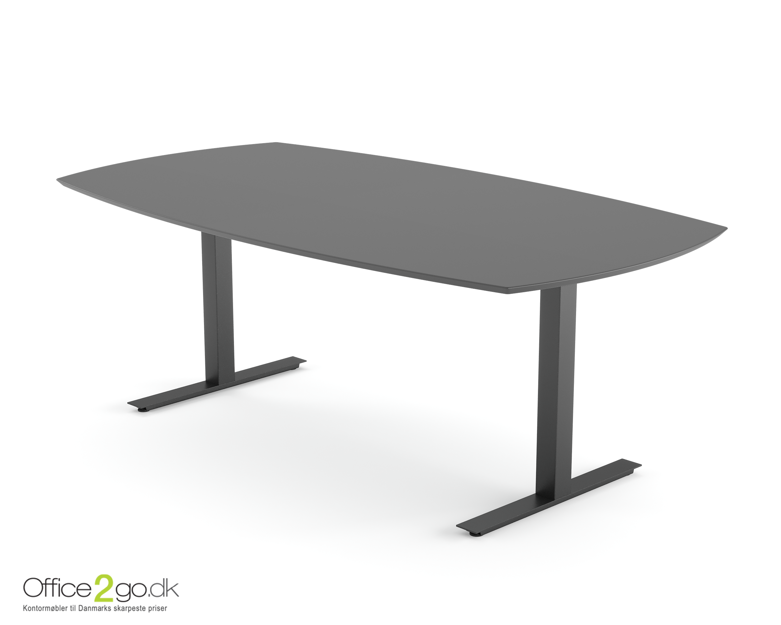 Square mødebord (tøndeformet bordplade) - 180 cm - Sort