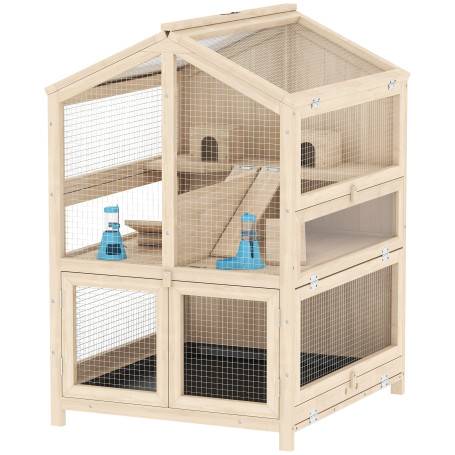 Hamsterbur Natur 68 x 61,5 x 90 cm Trä 3 Våningar