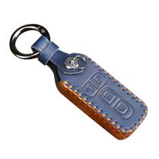 Key Case HONDA Leather Smart Key Case Key Cover Stylish Dirt Slip Scratch Prevention Honda Key N-BOX N-ONE N-Wagon N-VAN (4 Buttons, Blue) blå