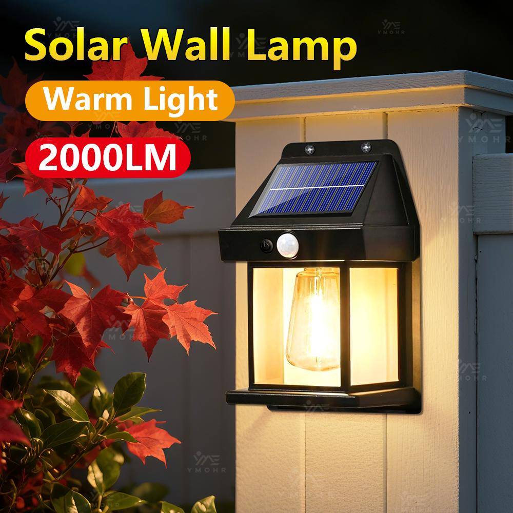 2000LM Solarlampor utomhus Smart sensor Vägglampa Balkong Trädgårdsdekoration Utomhus Stämningsljus Solcellsnattlampa Dekorativ lampa