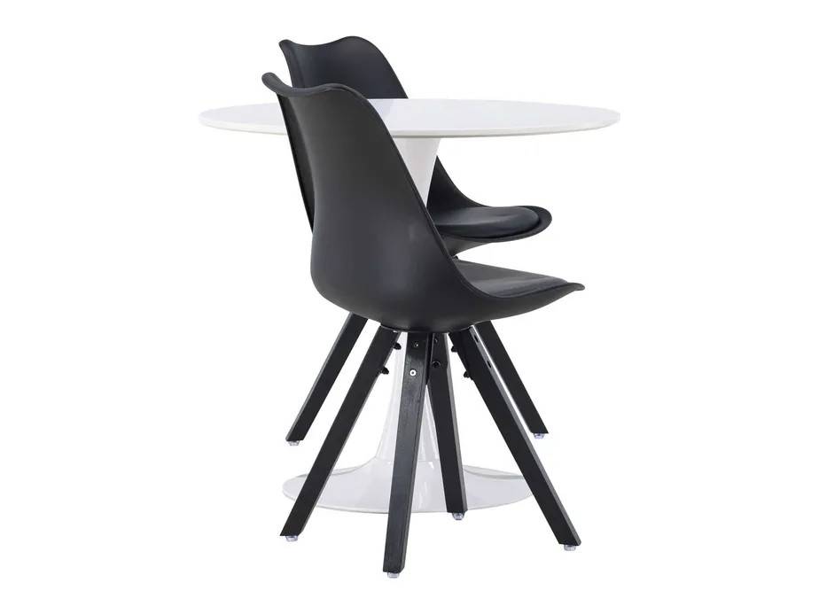 Venture Design Hamden & Zeno spisegruppe Sort/sort 2 stole og borde 80 cm