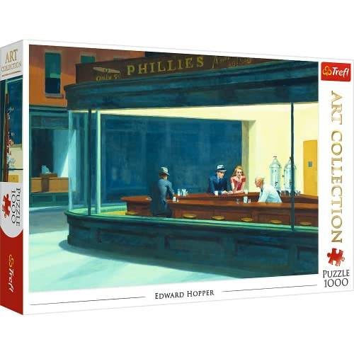 Trefl - Nighthawks, Edward Hopper - Pussel 1000 Element, Art Collection, Konst, Amerikansk Målning, DIY Pussel, Kreativ Underhållning, Kul, Klassiska Pussel För Vuxna och Barn Från 12 År och Uppåt