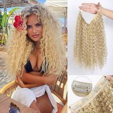 Invisible Fish Wire Hair Extensions 16 Inch Synthetic Afro Curly Clip In Hair Extensions Justerbara BB Clips Fish Wire Hair Extension - Markera Blond