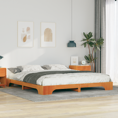 vidaXL Gulv seng ramme Brun 200 x 220 cm Massivt fyrretræ