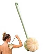Buerfu Duschborste med långt handtag, ryggskrubb för dusch - Back Scrubber Body Exfoliator - Dubbelsidig borste för kroppsexfoliering med borst och svamp, borste med långa skaft för kvinnor, män för