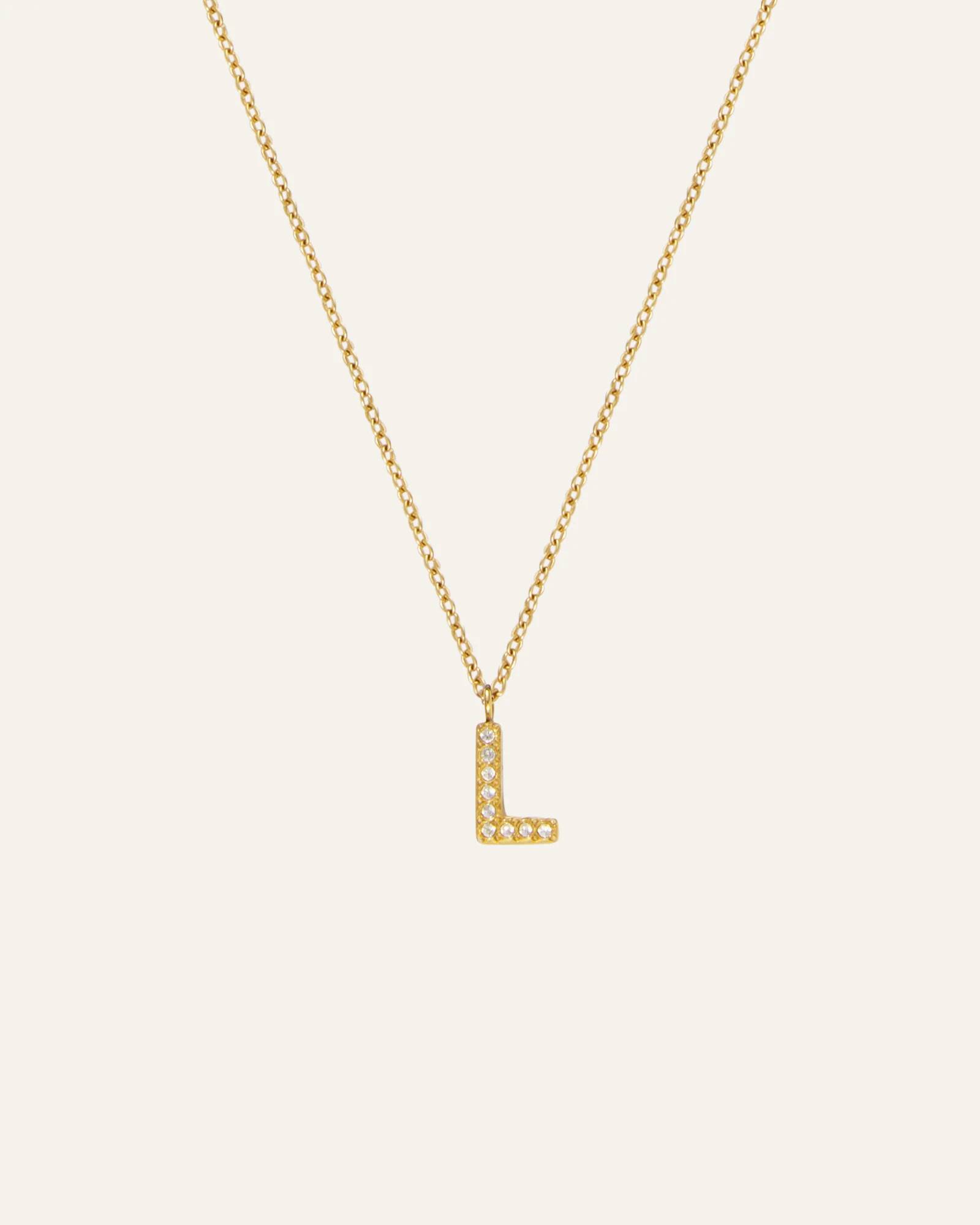 Mockberg Petite Stone Bokstav Halsband Guld - T