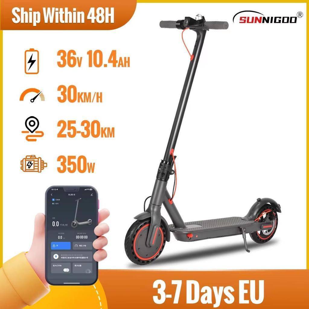N7PRO 350W Elsparkcykel 36V 10,4Ah Elsparkcykel Assistans, Stödjer APP Bärbar Lång Räckvidd 30km Sparkcykel svart