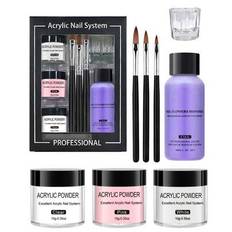 Akrylnagelkit Akrylpulver Akrylvätska Set Nagelkonst Kristallpulver Flytande Monomer Med Nagelpennor Nagelformer För Akrylnaglar Förlängning Carving. - Multifärgad