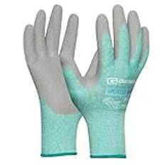 Gebol Upcycled Grip | Storlek XXS (Gr 5) | Hållbar arbetshandske av återvunna PET-flaskor | särskilt robust latexbeläggning för bättre grepp | för barn | turkos | 1 par