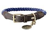 HUNTER LIST Hundhalsband, tau, läder, maritim, slitstark, väderbeständig, smidig, 70 (XL), mörkblå