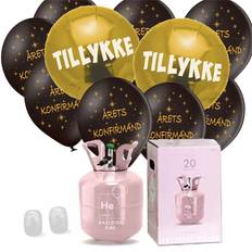 Helium Kit med Konfirmationsballoner Sort & Hvid – Skab magi til festen