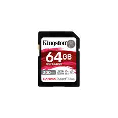 Kingston Canvas React Plus, Flash-Minneskort, 64GB, Video Class SDXC UHS-II 300R/260W U3 V90, HD/4K/8K