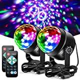 Litake Disco Ball Disco Light Latest Party Lights 6W DJ Stage Lighting 7 Color Modes Music Controlled Remote Control LED Party Light for Kids Party Halloween Christmas 2 Pieces