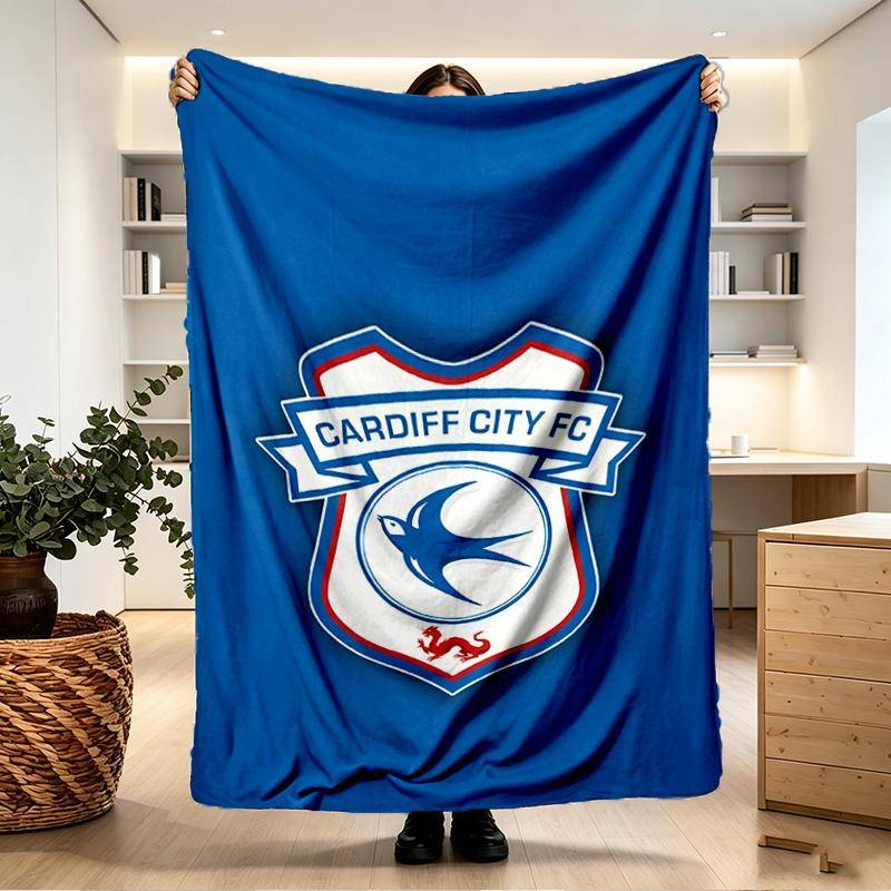 Cardiff City FC Tryckt Filt - Mjuk & Bekväm, för Sovrum, Resa, Soffa, Heminredning - Födelsedag Julklapp till Vän