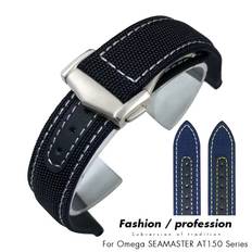19mm 20mm Nylon Canvas Watch Strap For Omega Seamaster 300 AT150 Fabric Leather AQUA TERRA 150 Blue 21mm 22mm Watchband Buckle
