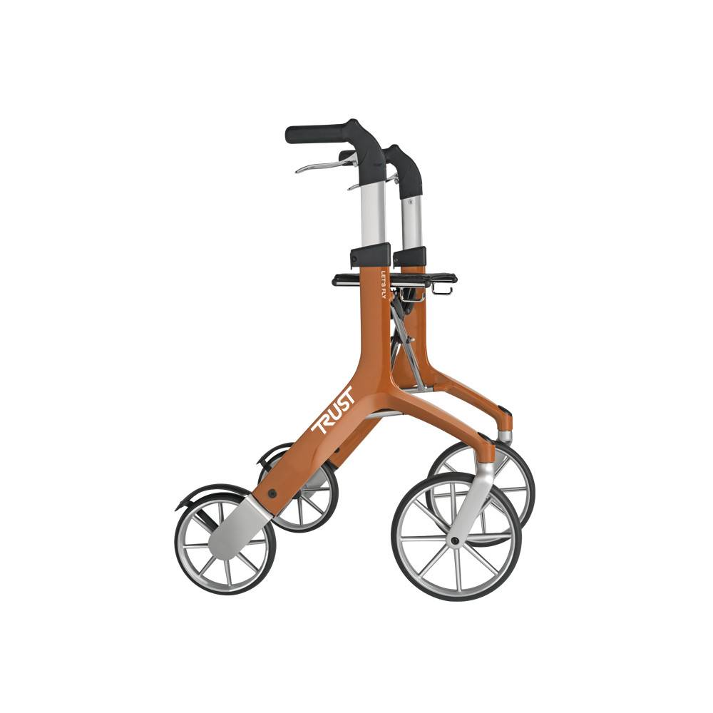 Let’s Fly Rollator fra TrustCare – Inkl. Taske &amp; Rygstøtte - kobber.