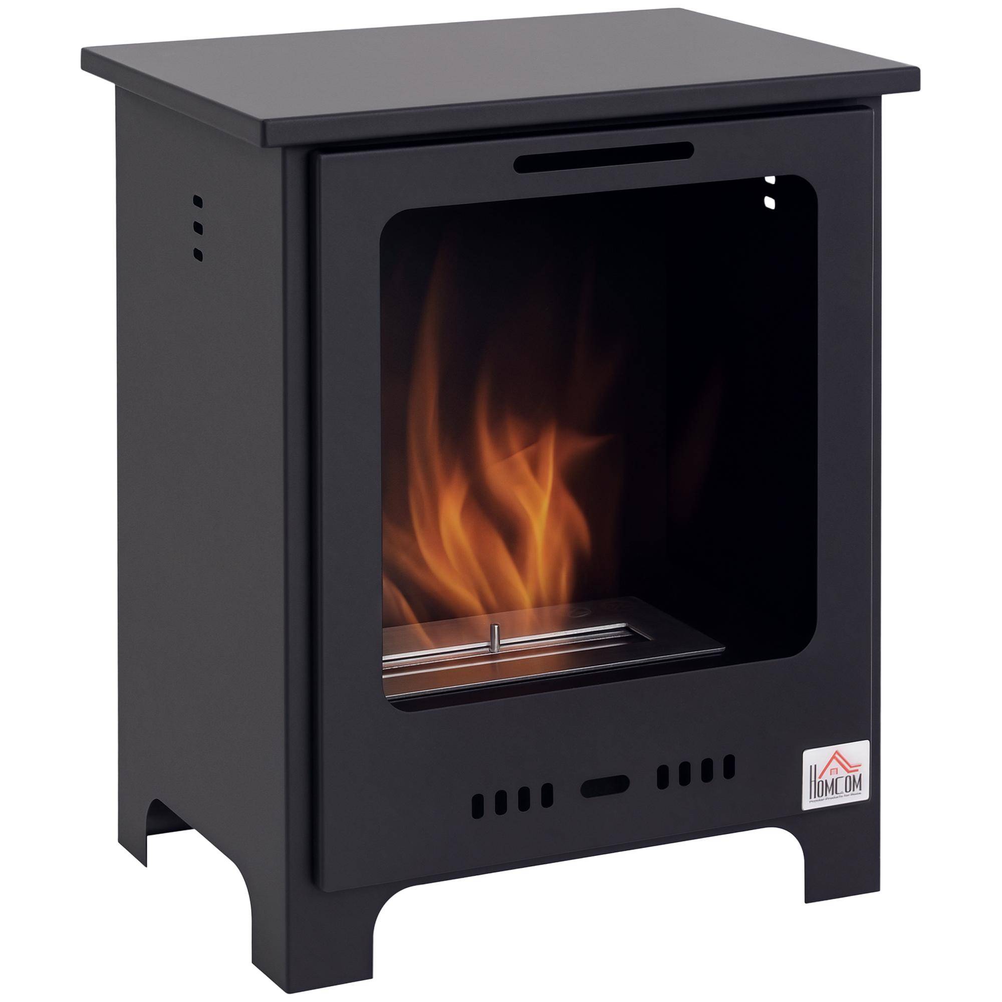 Freestanding Ethanol Fireplace Bioethanol Fire With 0.9L Tank 3 Hours Burning Time For Indoor Black