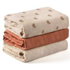 3st flerfärgade Muslin Baby Swaddle filtar, barnvagn vindruteskydd, Spädbarn Swaddle Love Valentine - Multifärgad (120X100CM (för filt),80X65CM (för filt))