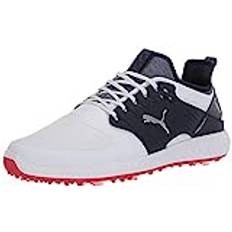 PUMA Ignite Pwradapt Caged golfskor för män, Puma White Puma Silver Peacoat, 40.5 EU