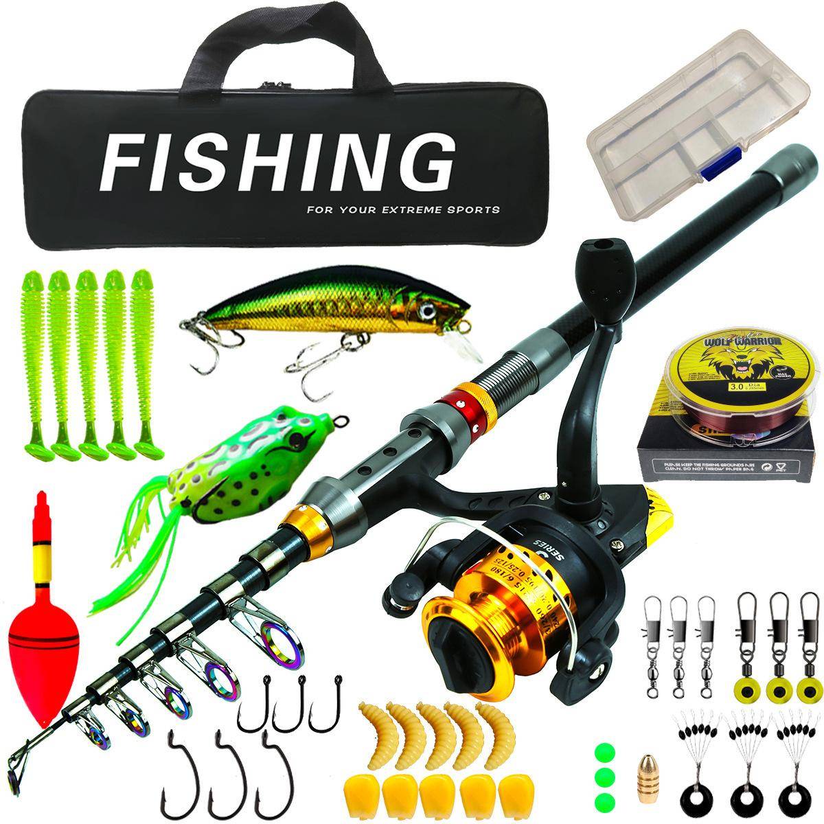 Nytt Nybörjarset 5.2:1 Utväxling 3BB Spinnrulle 1.8-2.4m Fiskespö Bete Krok Lina Tillbehörspaket Maximalt Motstånd 8KG