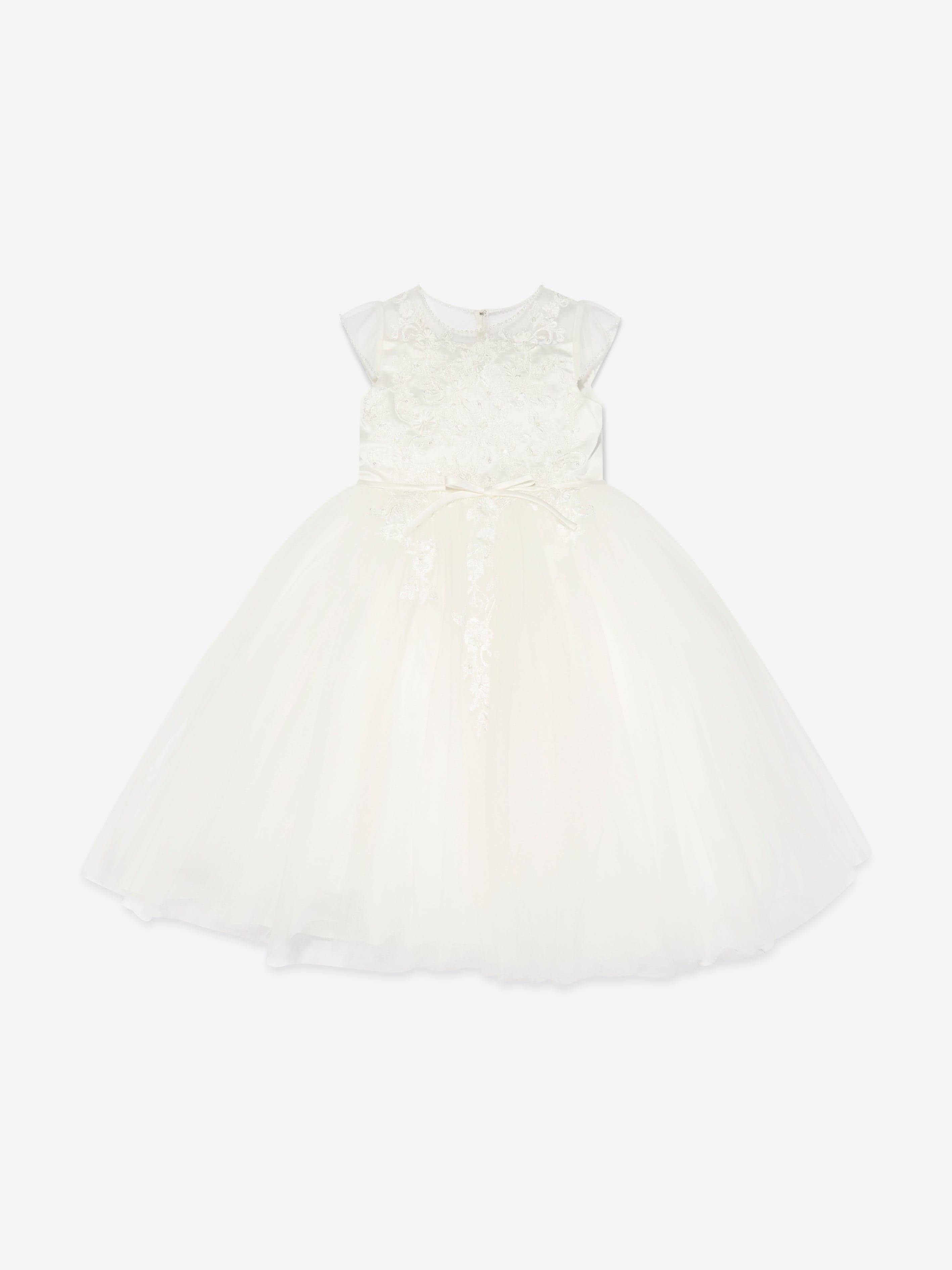 Sarah Louise Girls Ceremonial Ballerina Length Dress in Ivory - Ivory / 7 Yrs (7 Yrs)