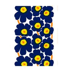 Marimekko Unikko stof mørkeblå Mørkeblå-gul