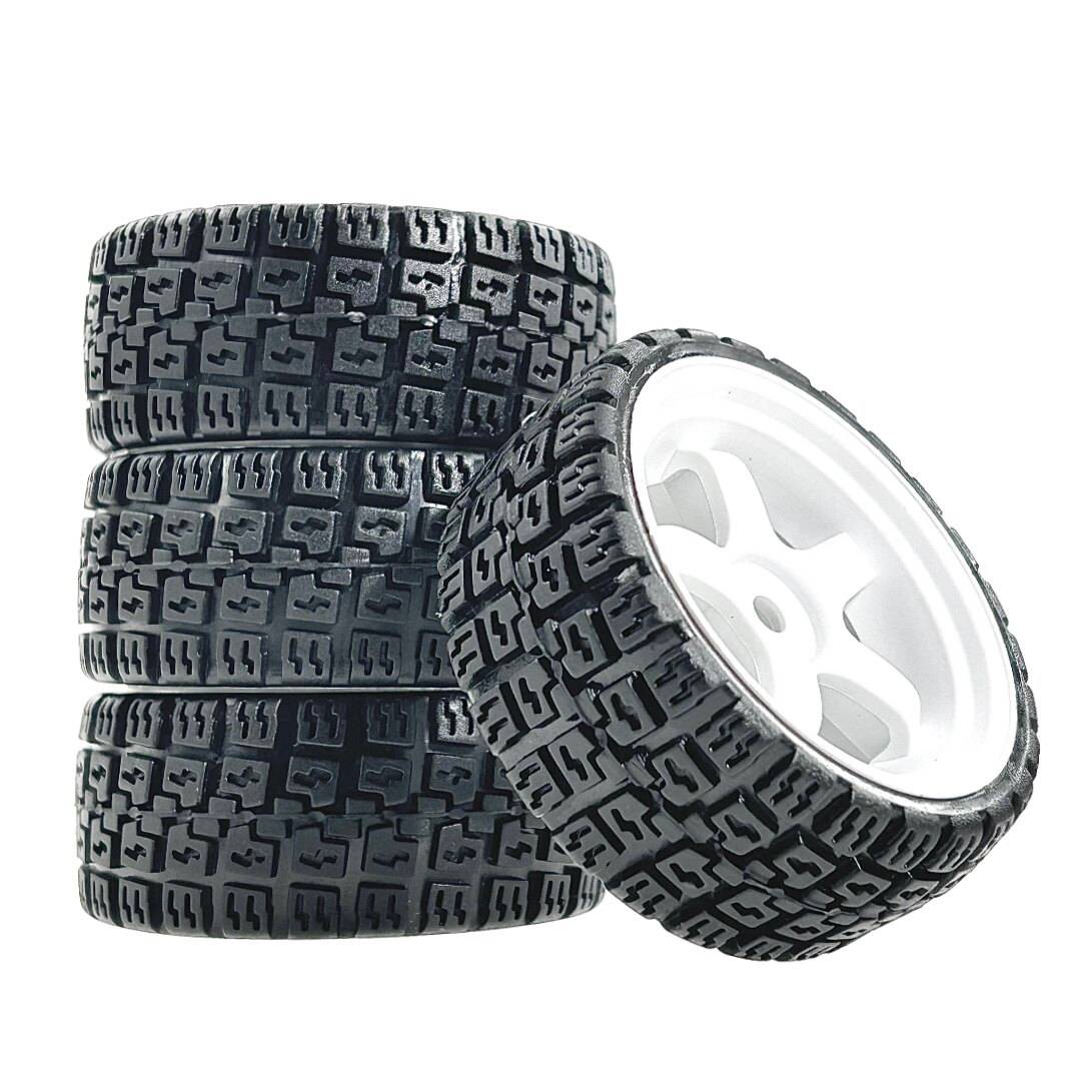 1/14 RC Rally Car Pre-Mounted Rubber Tyre Kit Compatible With Tamiya M Chassis M01~M08 M/MF/MB/XM MJX 14303 14304 L4 RC On-Road