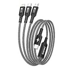GIANAC 100 W USB C till multi USB-kabel [1,2 m] snabbladdningskabel med E-Mark Chip 3-i-1 laddningskabel USB C till USB C[100 W] Micro[10 W] Lightning[27W] för Galaxy S23/iPad Pro, MacBook, iPhone14