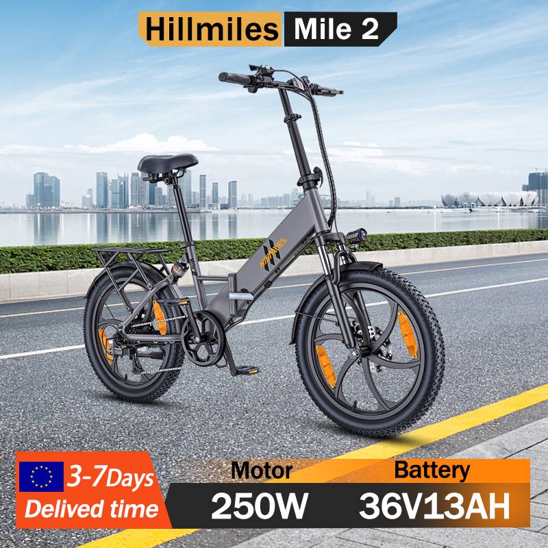 E-bike Hillmiles Mile2 Folding 250W Motor 36V13AH Lithium Battery Electric Bicycle 20 Inch Off All-terrain Fat Tire Electric Bike
