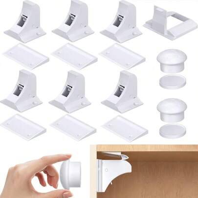 4 st/3 st/2 st/1 st magnetiskt barnlås för skåp, enkelt att installera utan borrning, lämpligt som barnskyddslås för lådor och kök - Multifärgad (2 set,1 set,4 set,3 uppsättningar,1-delad nyckel)
