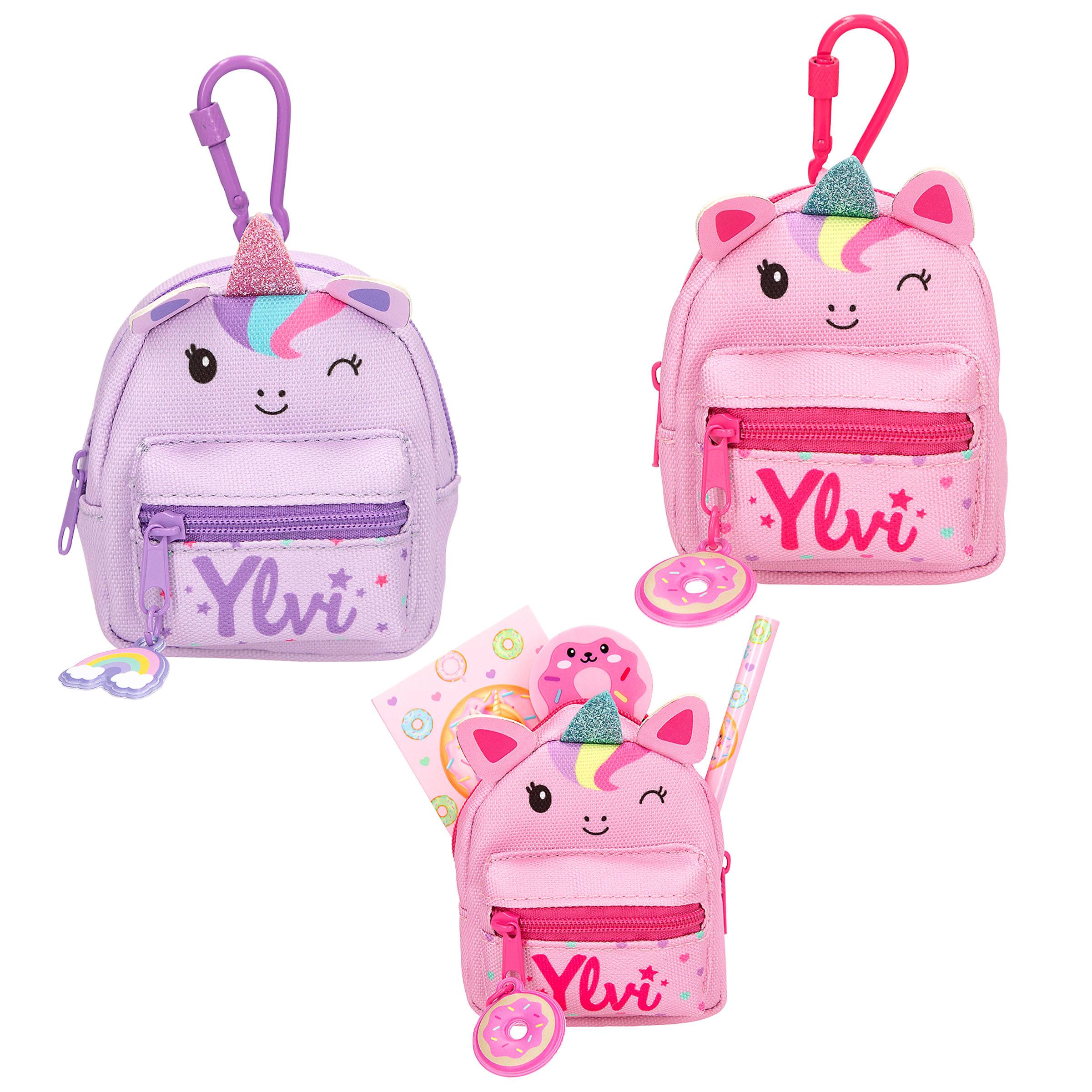 Ylvi - Skrivset i Miniryggsäck med Karbinhake - Pink and Purple - Mini