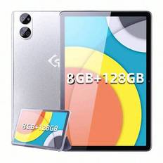 Android-surfplatta 10,1" tum, 4G LTE dubbla SIM-kort, 8 GB RAM, 128 GB lagring, stöd för upp till 1 TB lagring, IPS-pekskärm, dubbla kameror, WiFi/WLA - Silver (8GB+128GB)