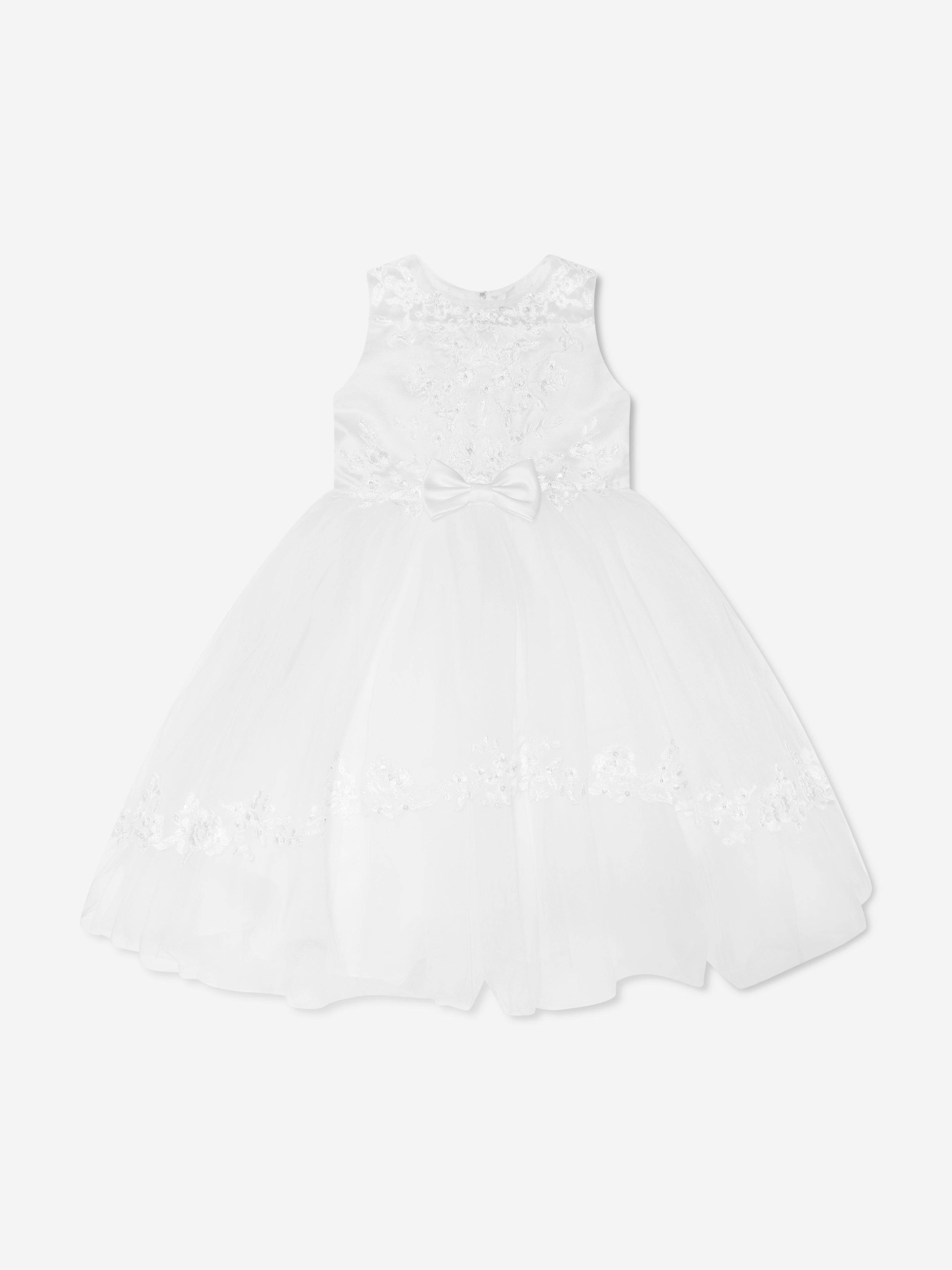 Sarah Louise Girls Ceremonial Ballerina Length Dress in White - White / 2 Yrs (2 Yrs)