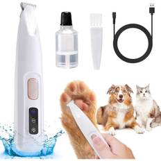 Hundepote Trimmer, Potetrimmer til Hunde, Kæledyrspote Trimmer med LED-lys, Genopladelig Lav Støj Kæledyrstrimmer Hårklipper Hvid