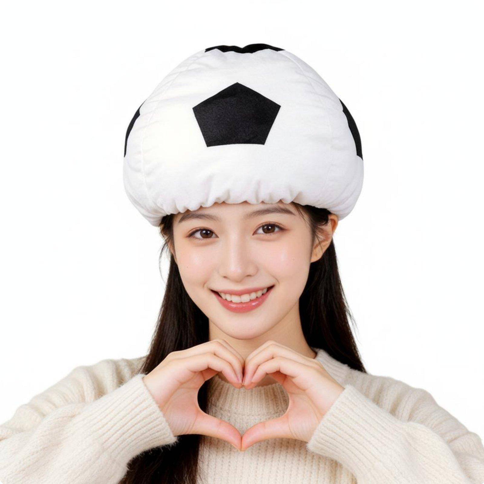 Fotbollshatt Rolig Fotbollsformad Hatt Sportevenemang Kostymhattar Festtillbehör Cosplay Huvudbonad Keps white