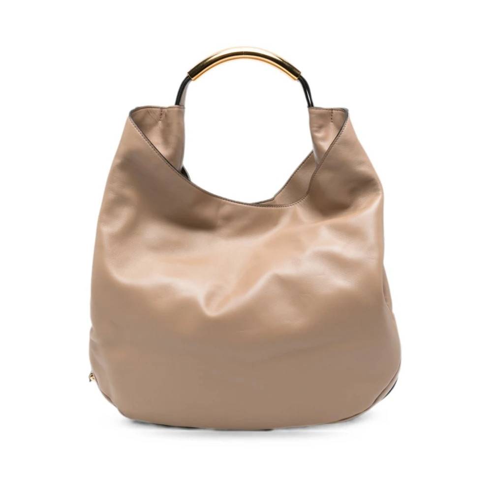 Moschino Taske med topgreb og logo-bogstaver - Tasker - Dame - Beige - ONE SIZE - Nylon