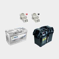 Elmotorbatteri-paket VARTA Professional Dual Purpose LA 80, AGM, 12 V, 80 Ah, 315 x 175 x 190 mm + batterilåda med eluttag & säkring + polskor (2-pack)