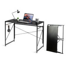 Hopfällbart datorbord, arbetsbord med metallram, laptopbord, lastkapacitet upp till 115 kg, 100 x 50 x 75 cm, svart