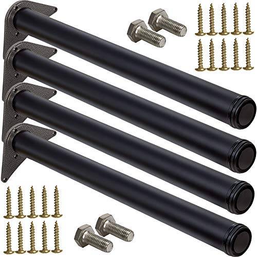 Stahlia 4 x Tischfuß Ø60 mm SCHWARZ MATT Tischbeine Möbelfuß |Höhe 710 mm|höhenverstellbar + 30 mm|inkl. Befestigungsmaterial |Tischfuss Verstellfuß Möbel Fuß Füße |
