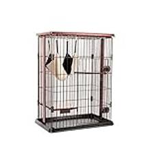 Stor kattvilla kattbur, massiv träram kattbur Kattbur Kattlåda Kennels Pet Lekhage Wire Metall Pet Inhägnad massivt trä hylla Katt Condo för Iller (Storlek: 71x57x84CM)