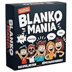 TIPSI Blankomania – Vem tycker som du? | Det roliga spelet för vuxna, vänner, familj och människor med svart humor | brädspel, kortspel, gemenskapsspel, festspel, mörkblå, orange