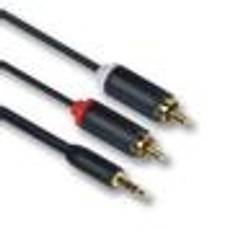 MERCODAN PRO Minijack-RCA 2,0m, ULTRA SOFT, 3,5mm - 2x Phono, skærmet kabel han:han