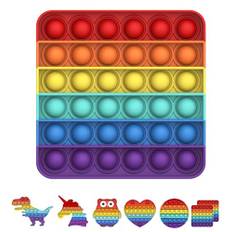 Bdwing Push and Pop Bubble Sensory Fidget Toy,Pop Fidget It, Silikon Sensorisches Zappeln Spielzeug, Angst Relief Finger Toys Autismus for ADHS Squeeze Toys (Rainbow-Square)